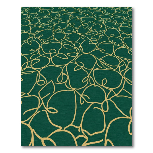 Emerald Green Gold Vine Scroll Rug