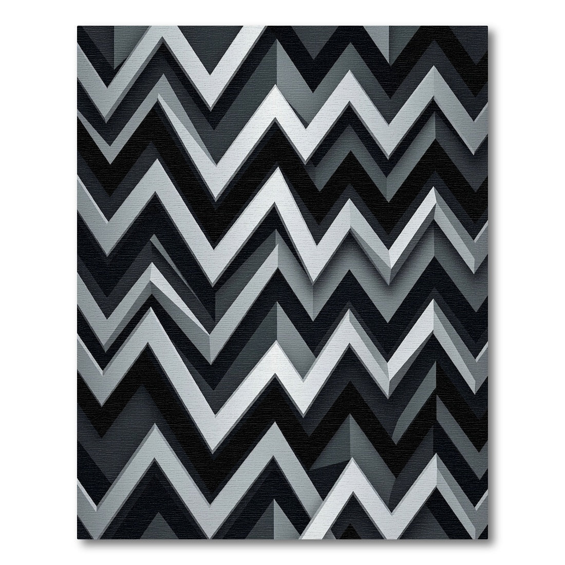 Modern Monochrome Zigzag Geometric Area Decor Rug