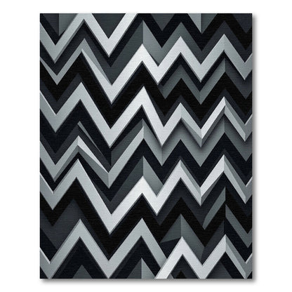 Modern Monochrome Zigzag Geometric Area Decor Rug