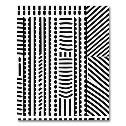 Black And White Geometric Stripe Composition Rug