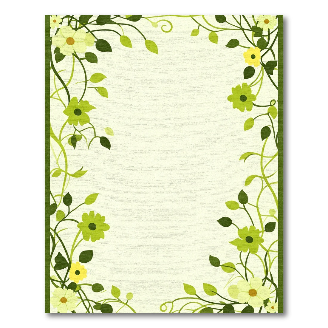 Lush Green Floral Vine Border Rug