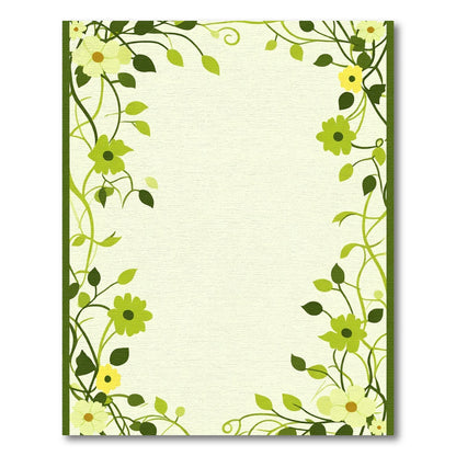 Lush Green Floral Vine Border Rug
