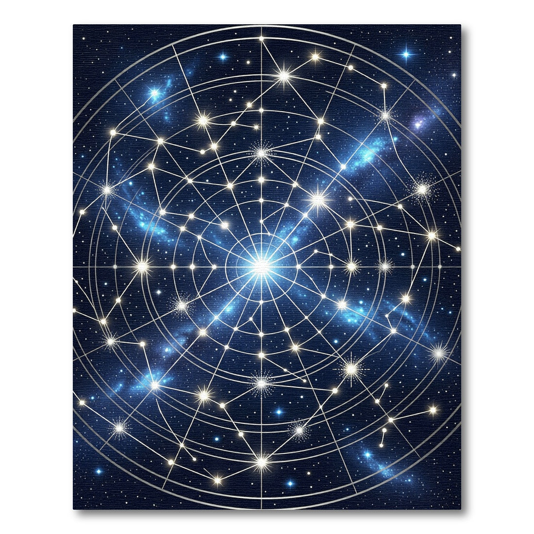 Celestial Constellation Radiant Blue Star Map Rug