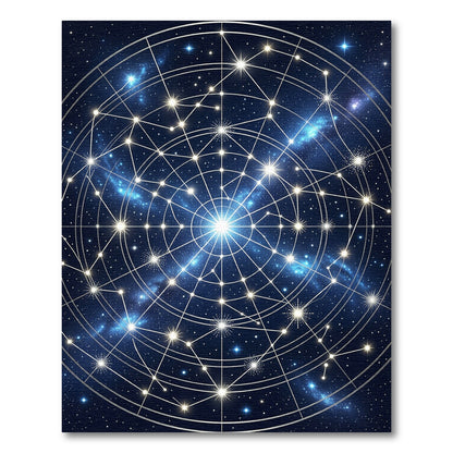 Celestial Constellation Radiant Blue Star Map Rug