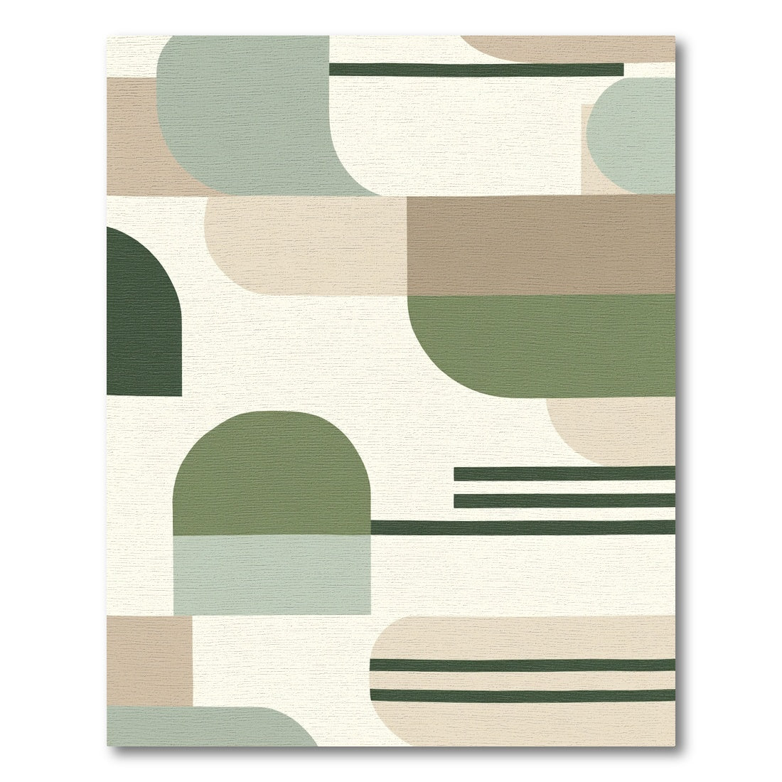 Abstract Mid Century Sage Geometric Forms Rug