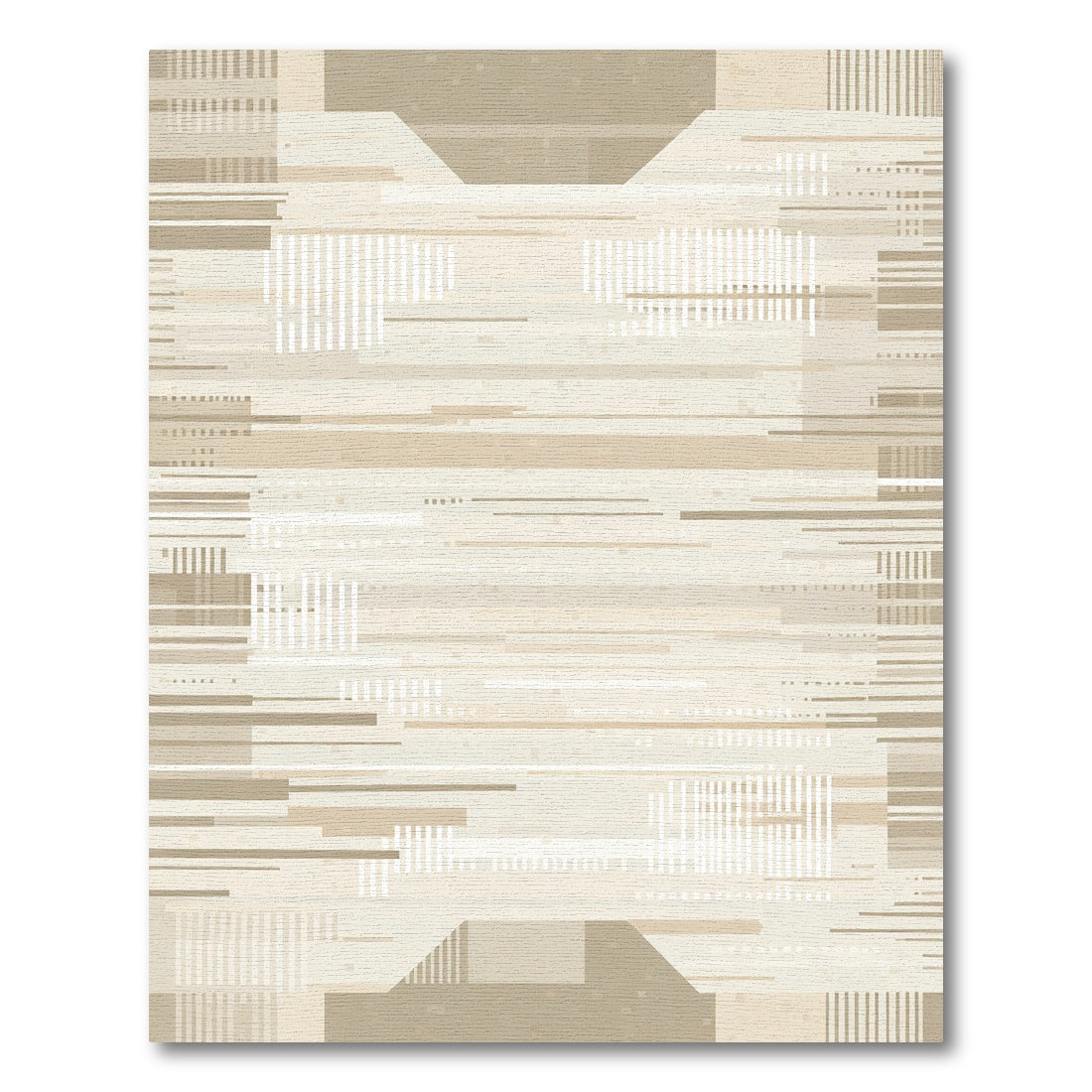 Neutral Beige Geometric Abstract Lines Rug