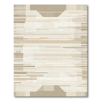 Neutral Beige Geometric Abstract Lines Rug