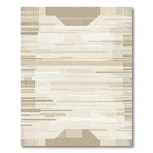 Neutral Beige Geometric Abstract Lines Rug