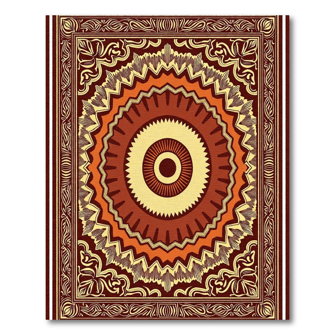 Earthy Tones Sunburst Floral Medallion Rug
