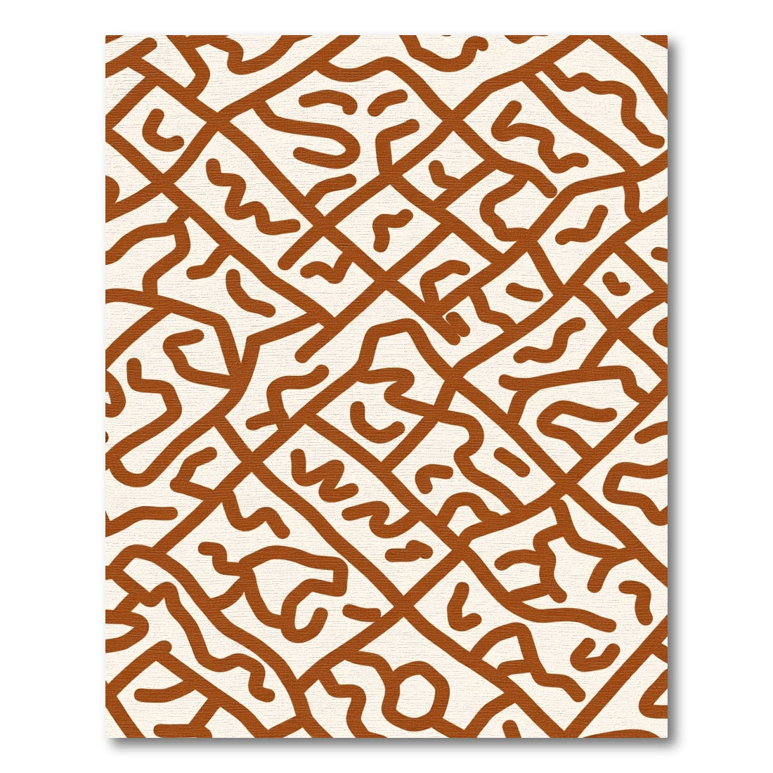 Terracotta Warm Abstract Labyrinth Rug