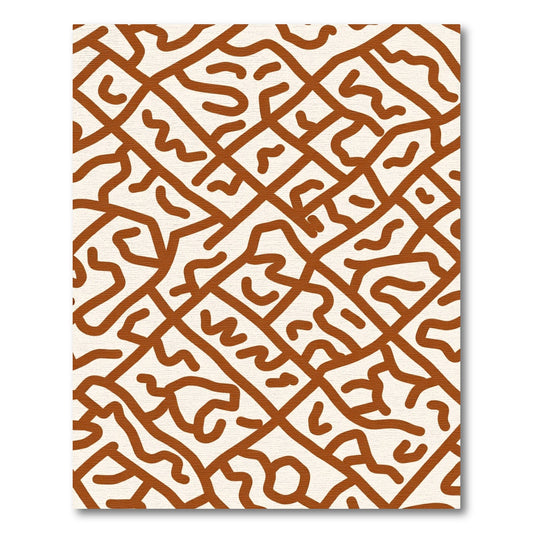 Terracotta Warm Abstract Labyrinth Rug