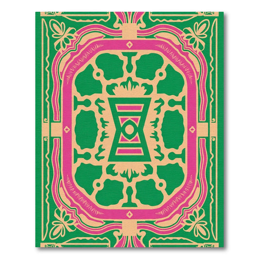 Vibrant Pink Green Floral Medallion Rug