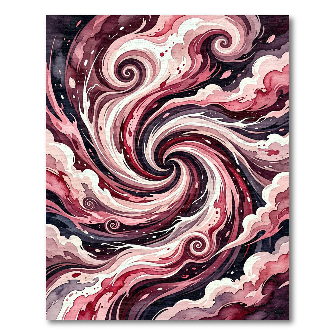 Crimson Swirl Watercolor Abstract Rug