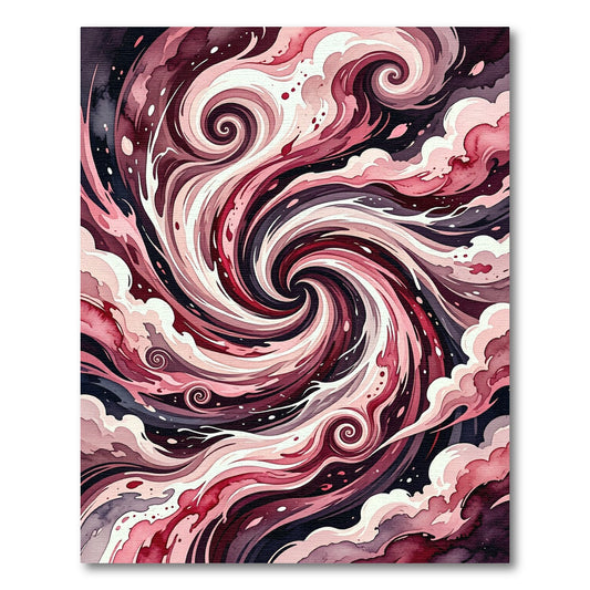 Crimson Swirl Watercolor Abstract Rug