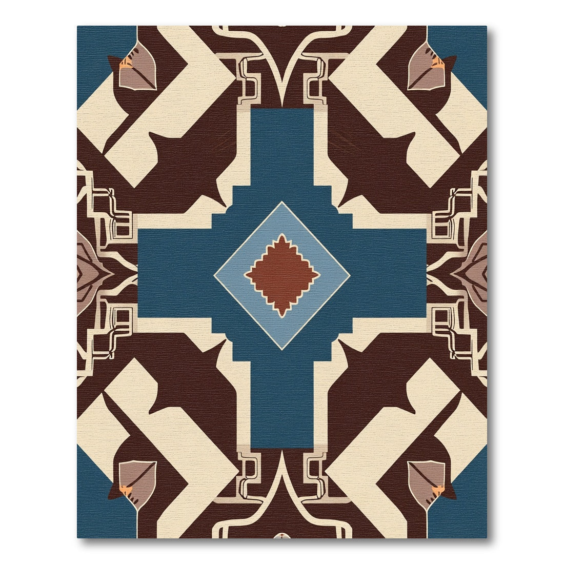 Bold Teal Geometric Cross Composition Rug