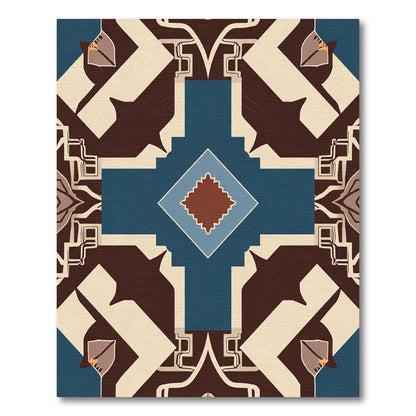 Bold Teal Geometric Cross Composition Rug