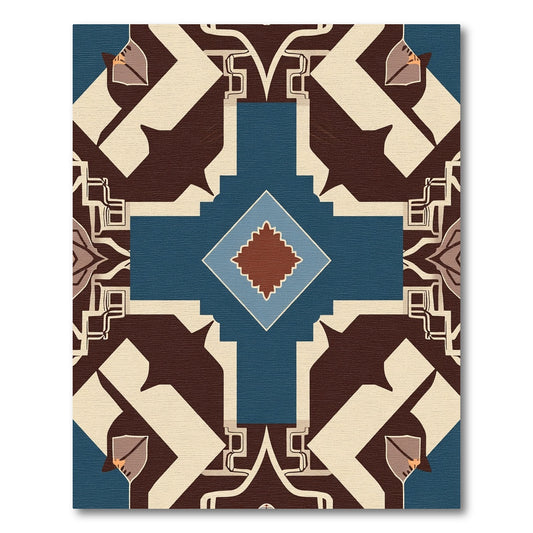 Bold Teal Geometric Cross Composition Rug