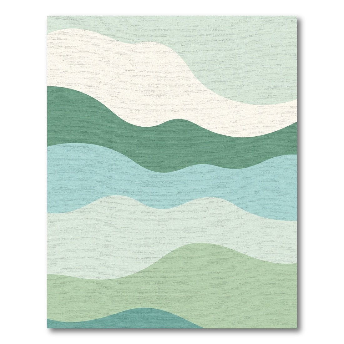 Serene Green Abstract Wave Composition Rug