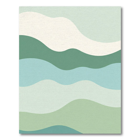 Serene Green Abstract Wave Composition Rug