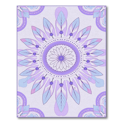 Gentle Lavender Feather Mandala Rug