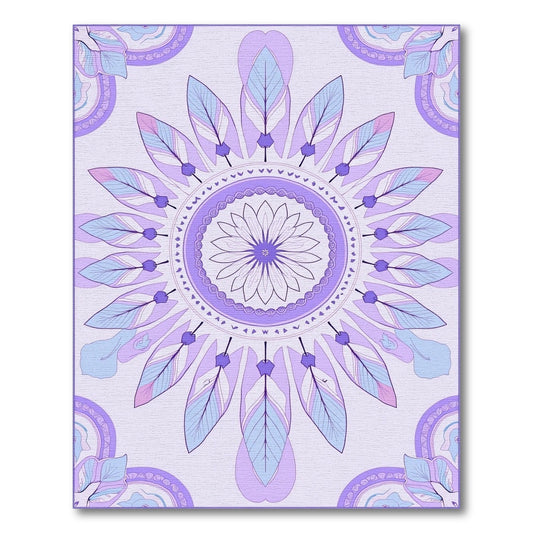 Gentle Lavender Feather Mandala Rug