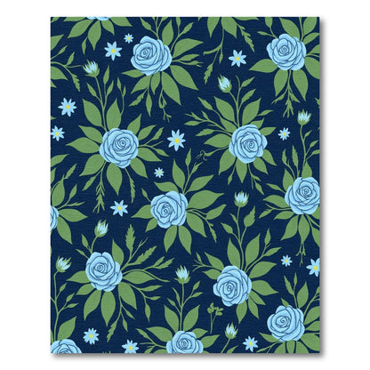 Light Blue Roses Garden Pattern Rug