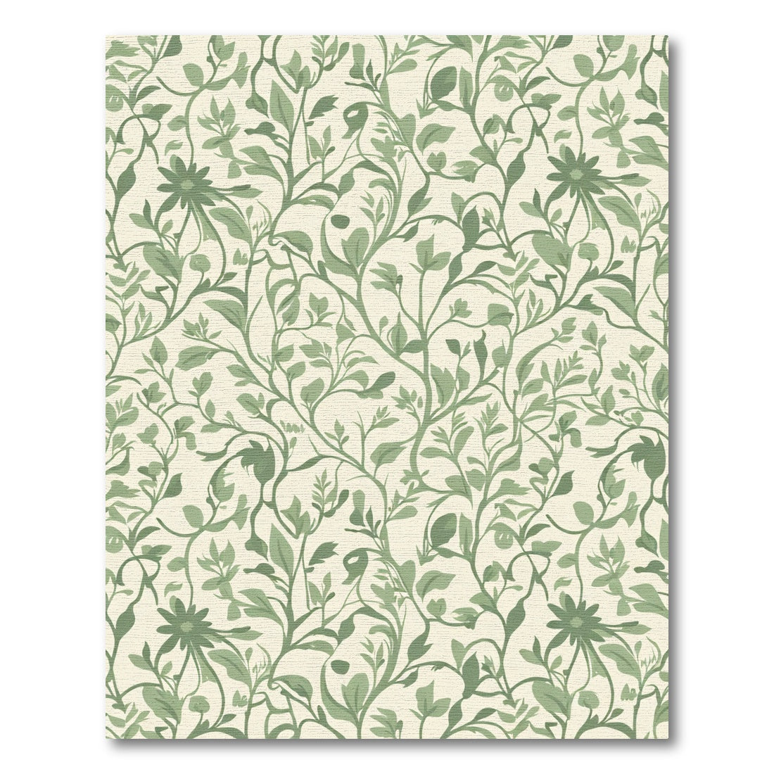 Vintage Green Floral Botanical Vines Rug