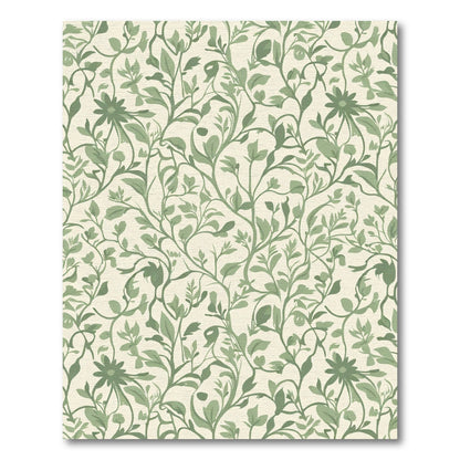 Vintage Green Floral Botanical Vines Rug