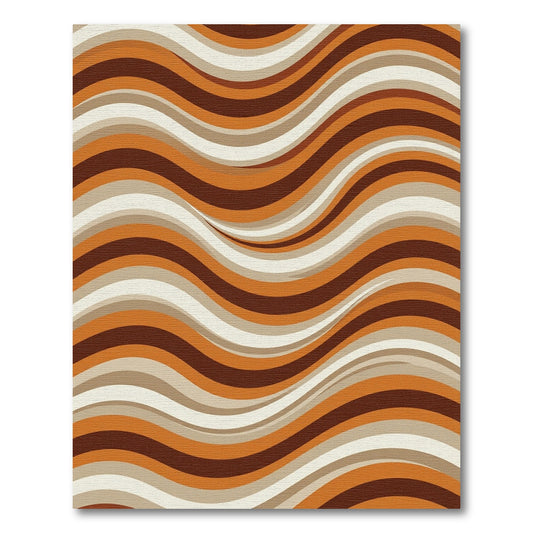 Earthy Retro Wavy Brown Striped Rug