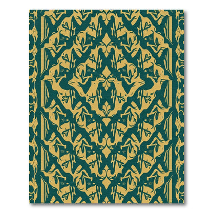 Emerald Gold Regal Damask Medallion Rug