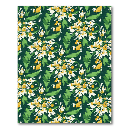 Earthy Green Yellow Floral Burst Rug