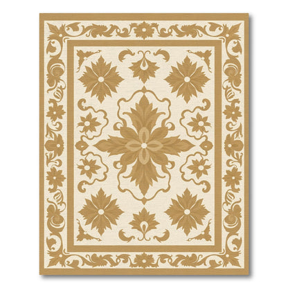 Golden Floral Vine Medallion Rug