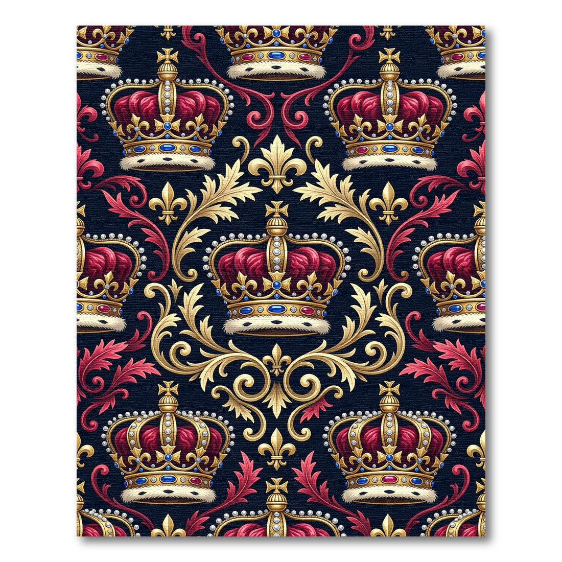Regal Crimson Gold Crown Medallion Rug