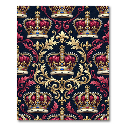 Regal Crimson Gold Crown Medallion Rug