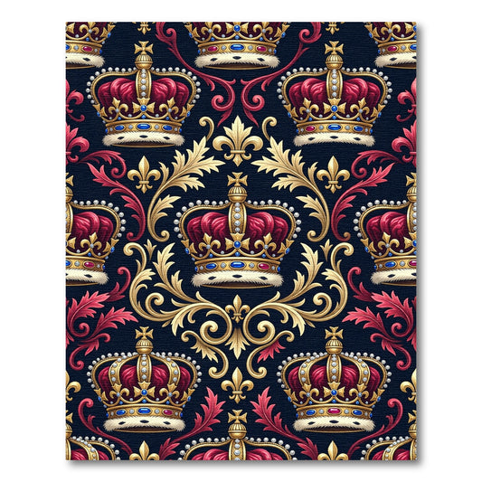 Regal Crimson Gold Crown Medallion Rug