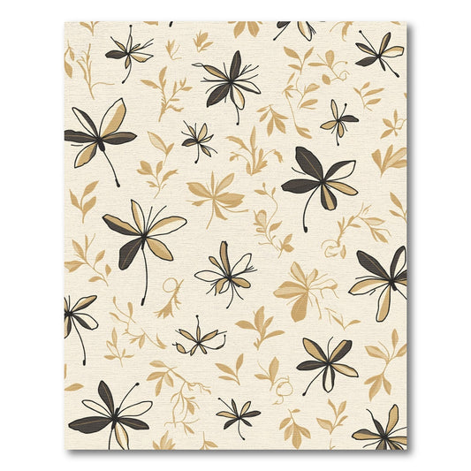 Cream Brown Botanical Flower Arrangement Rug