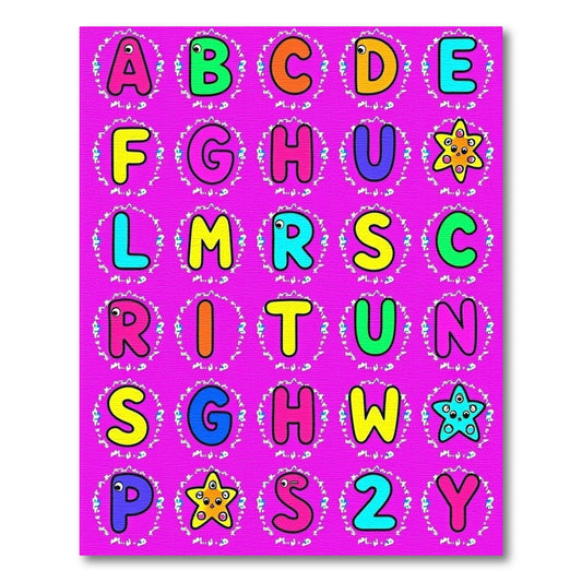 Colorful Alphabet Star Characters Rug