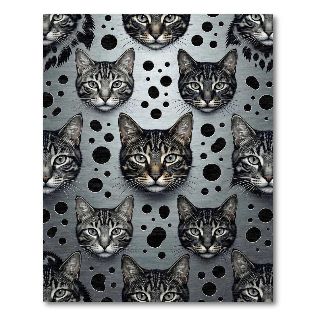 Gray Tabby Cat Collage Roundels Rug