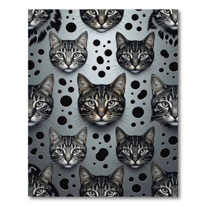 Gray Tabby Cat Collage Roundels Rug