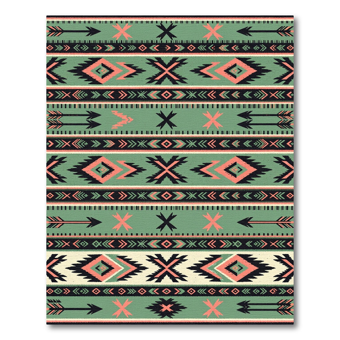 Sage Coral Geometric Striped Arrow Rug