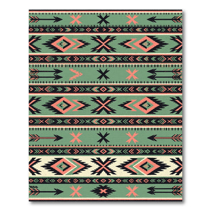Sage Coral Geometric Striped Arrow Rug
