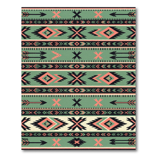 Sage Coral Geometric Striped Arrow Rug