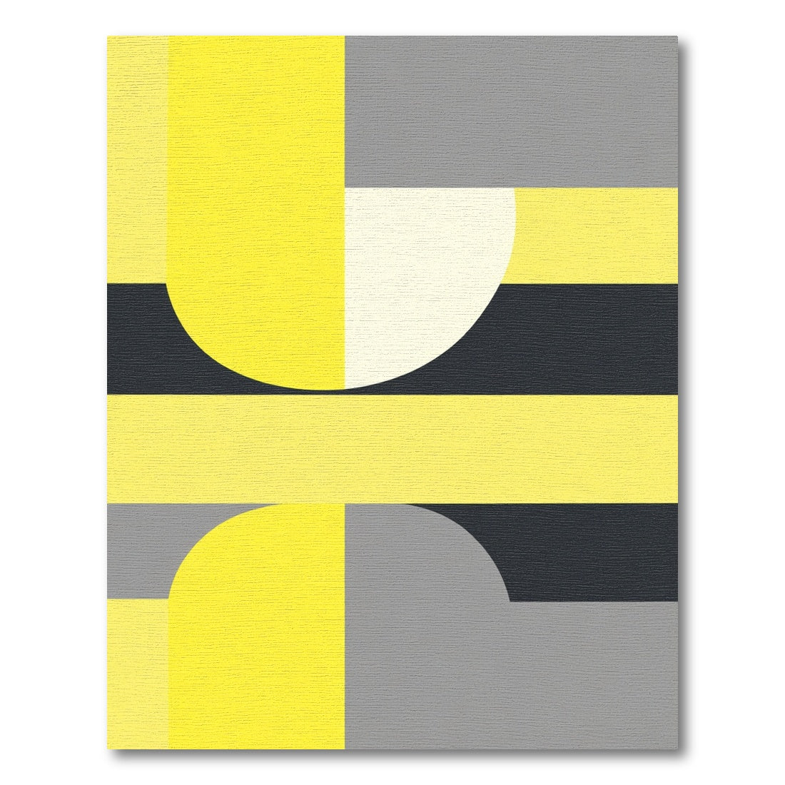 Modern Yellow Gray Geometric Arcs Rug