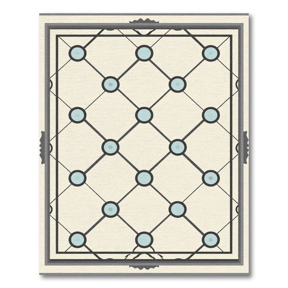 Cream Lattice Teal Dot Charm Rug