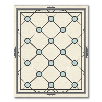 Cream Lattice Teal Dot Charm Rug