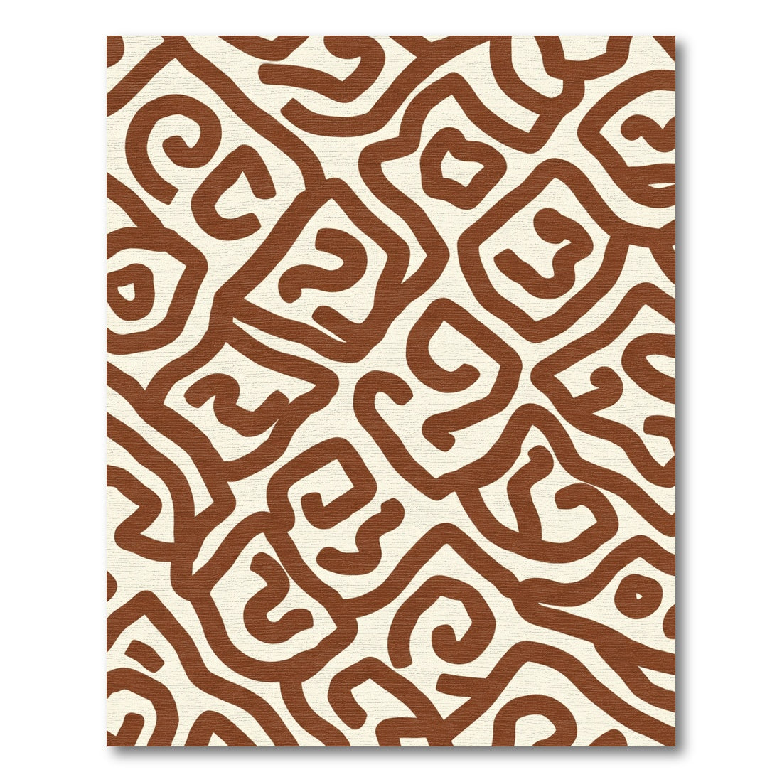 Brown Abstract Swirl Maze Rug