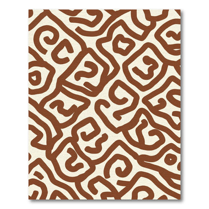 Brown Abstract Swirl Maze Rug