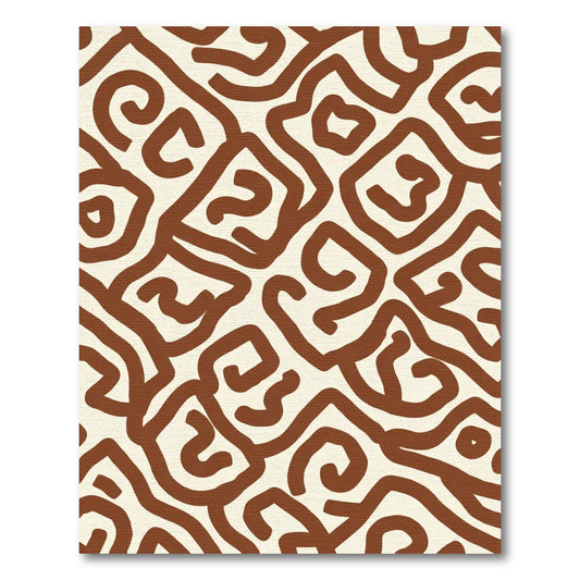 Brown Abstract Swirl Maze Rug