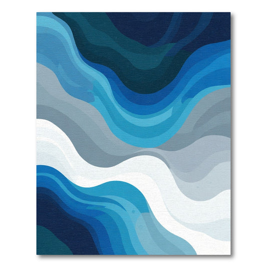 Deep Blue Ocean Wave Layers Rug