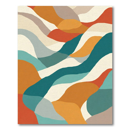 Abstract Earthy Flowing Waves Rug